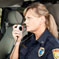 Police officer on walkie talkie